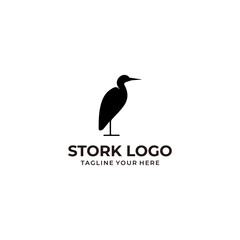 Stork bird logo design vector illustration.