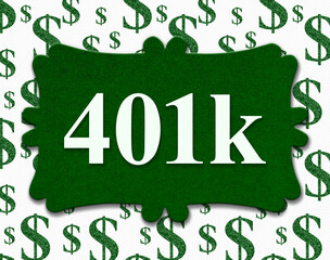 401k message with green dollar signs