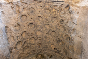 beautiful ceiling in the hall of queen tamar in uplistsikhe