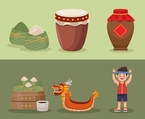 dragon boat festival icon group