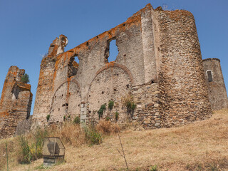 Ruins of ancient Castle of Castelo de Montemor-o-Novo with panoramic views and free to walk in...