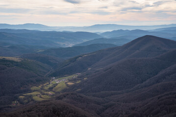 Naklejka premium Zilbeti and a succession of mountains to the south