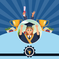 female graduate in diploma