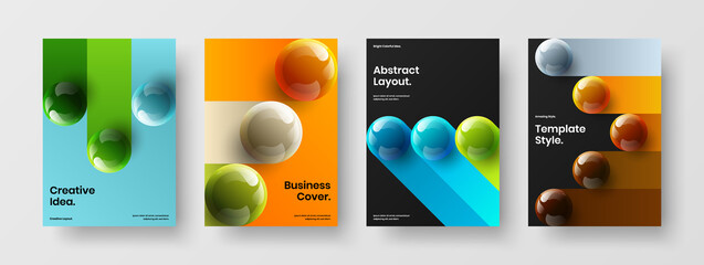 Fototapeta premium Original realistic balls flyer illustration composition. Premium corporate cover A4 vector design layout collection.