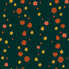 Seamless pattern for Valentine's Day with cute hand drawn elements