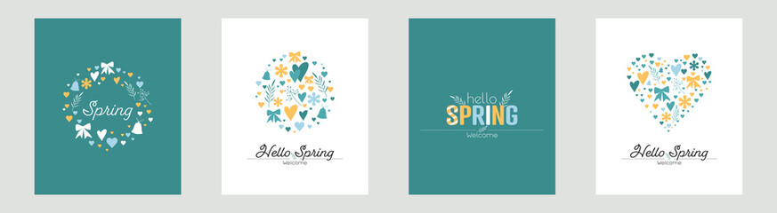 Obraz premium Hello Spring modern flat set.