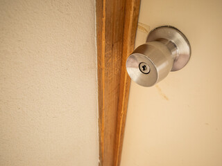 closed traditional door knob with key hole at the room of japanese hotel