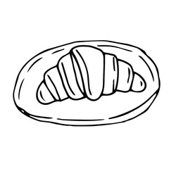 Croissant vector illustration, hand drawing doodle