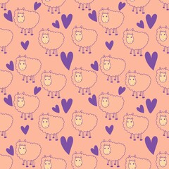 Kids seamless cute sheeps pattern for wallpaper and fabrics and textiles and packaging and gifts and cards and linens
