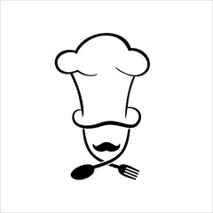chef logo , logo chef, logo hitam putih topi chef