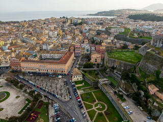 Aerial view of beautiful Corfu town i Greece europe