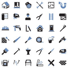 Home Repair Icons. Two Tone Flat Design. Vector Illustration.