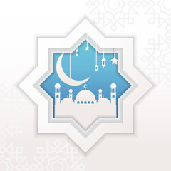 Ramadan kareem paper cut vector illustration art