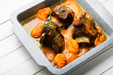 Beef ribs in apricots