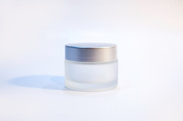 mockup glass jar for cream on white background isolated
