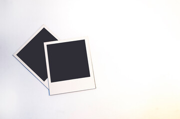 top view template of polaroid shots on white background