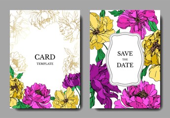 Peony floral botanical flowers. Black and white engraved ink art. Wedding background card floral decorative border.