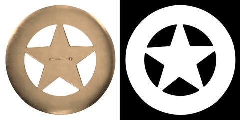 3D rendering illustration of a sheriff round badge