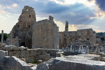 Fototapeta premium Ancient city of Perge near Antalya Turkey. The Hadrianus Arch