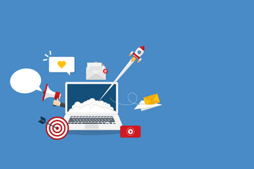 Digital marketing. Marketing campaign, newsletter marketing, drip marketing.