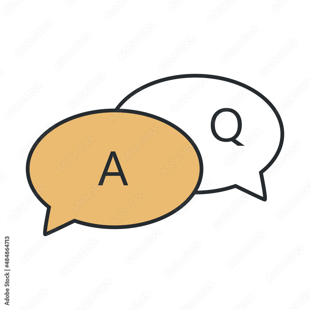 Poster qa icon from e learning and education collection. thin outline qa, bubble, faq detailed offset linea