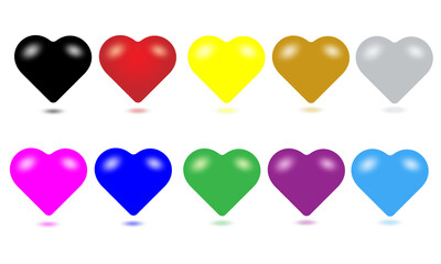 Multi Color Heart On White Background, Vector Illustration
