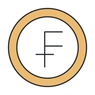 recommend clip art: swiss franc icon from e commerce and payment collection. Thin outline swiss franc, buy, cash detailed offset lineal color icon isolated on white background. Line vector swiss franc sign, symbol for