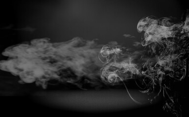 the concrete floor and smoke on dark background