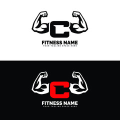 Muscular arm letter C logo design Letter 