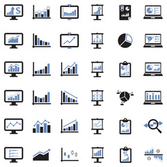 Infographic Icons. Two Tone Flat Design. Vector Illustration.