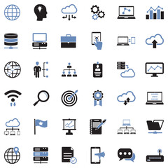 Information Technology Icons. Two Tone Flat Design. Vector Illustration.
