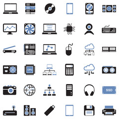 IT Icons. Two Tone Flat Design. Vector Illustration.