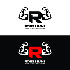 Muscular arm letter R logo design Letter 
