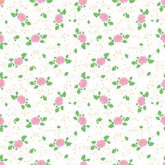 floral seamless pattern - vector white background with rosy dahlia flowers. For wrapping paper, fabric.