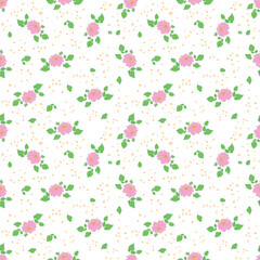 floral seamless pattern - vector white background with rosy dahlia flowers. For wrapping paper, fabric.