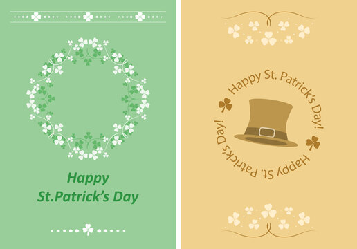 a4 banners for saint patrick day - vector greeting cards with trefoil leaves and decorations