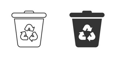 Garbage bin icon in flat style. Recycle vector illustration on white isolated background. Trash basket sign business concept.