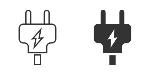 Electric plug icon in flat style. Power adapter vector illustration on white isolated background. Electrician sign business concept.