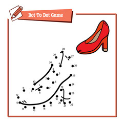 Vector illustration educational game of dot to dot puzzle with doodle shoes for children