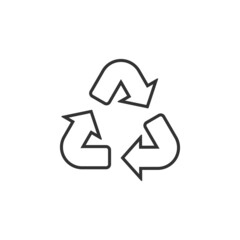 Recycle icon in flat style. Reuse vector illustration on white isolated background. Recycling sign business concept.