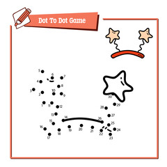 Vector illustration educational game of dot to dot puzzle with doodle star accessory for children