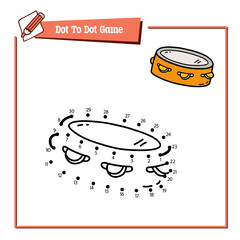 Vector illustration educational game of dot to dot puzzle with doodle tambourine for children