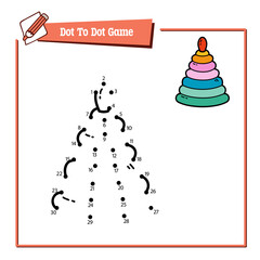 Vector illustration educational game of dot to dot puzzle with doodle pyramid for children