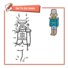 Vector illustration educational game of dot to dot puzzle with doodle soldier for children