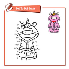Vector illustration educational game of dot to dot puzzle with doodle bathrobe for children