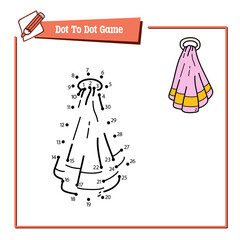 Vector illustration educational game of dot to dot puzzle with doodle towel for children
