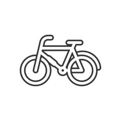 Fototapeta premium Bicycle icon in flat style. Bike exercise vector illustration on white isolated background. Fitness exercise sign business concept.