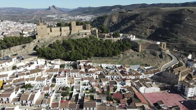 Drone view at the town of Antequera on Andalusia in Spain