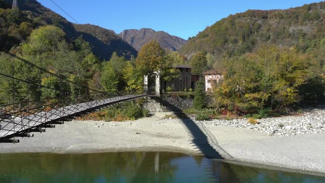 Idyllic landscape near Varallo, during fall season, in Valsesia (Sesia Valley). Province of Vercelli, Piedmont, Italy.