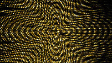 Gold Glitter Halftone Dotted Backdrop. Abstract Circular Retro Pattern. Pop Art Style Background. Golden Explosion Of Confetti. Digitally Generated Image. Vector Illustration, Eps 10.  